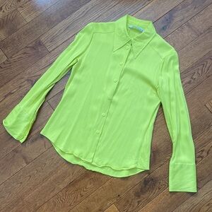Zara Chartreuse Button Up Blouse